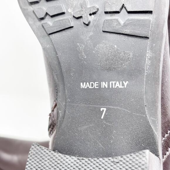 Aquatalia Knee Boots Size 7 Italian Brown 50/50 Leather Stretch Riding Boots - Picture 14 of 16